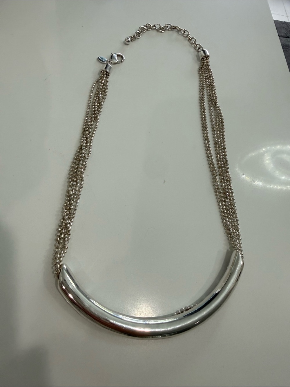 Chico's Silver Curved Bar Multi-Strand Necklace